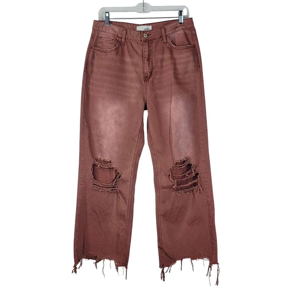 Rust VERVET Leslie 90s Vintage Flare Distressed High Rise Crop Jeans Size 29